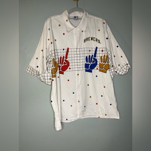 Vintage MLA the Cliff Engle LTD. Brewers vintage button down single stich top - Picture 1 of 8